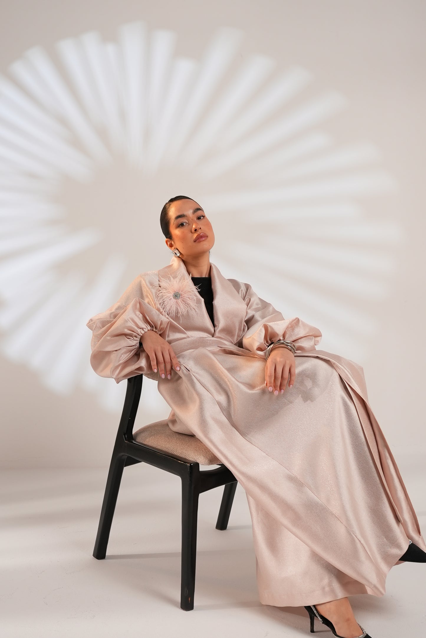 Royal Taffeta Kaftan In Blush Pink
