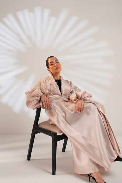 Royal Taffeta Kaftan In Blush Pink