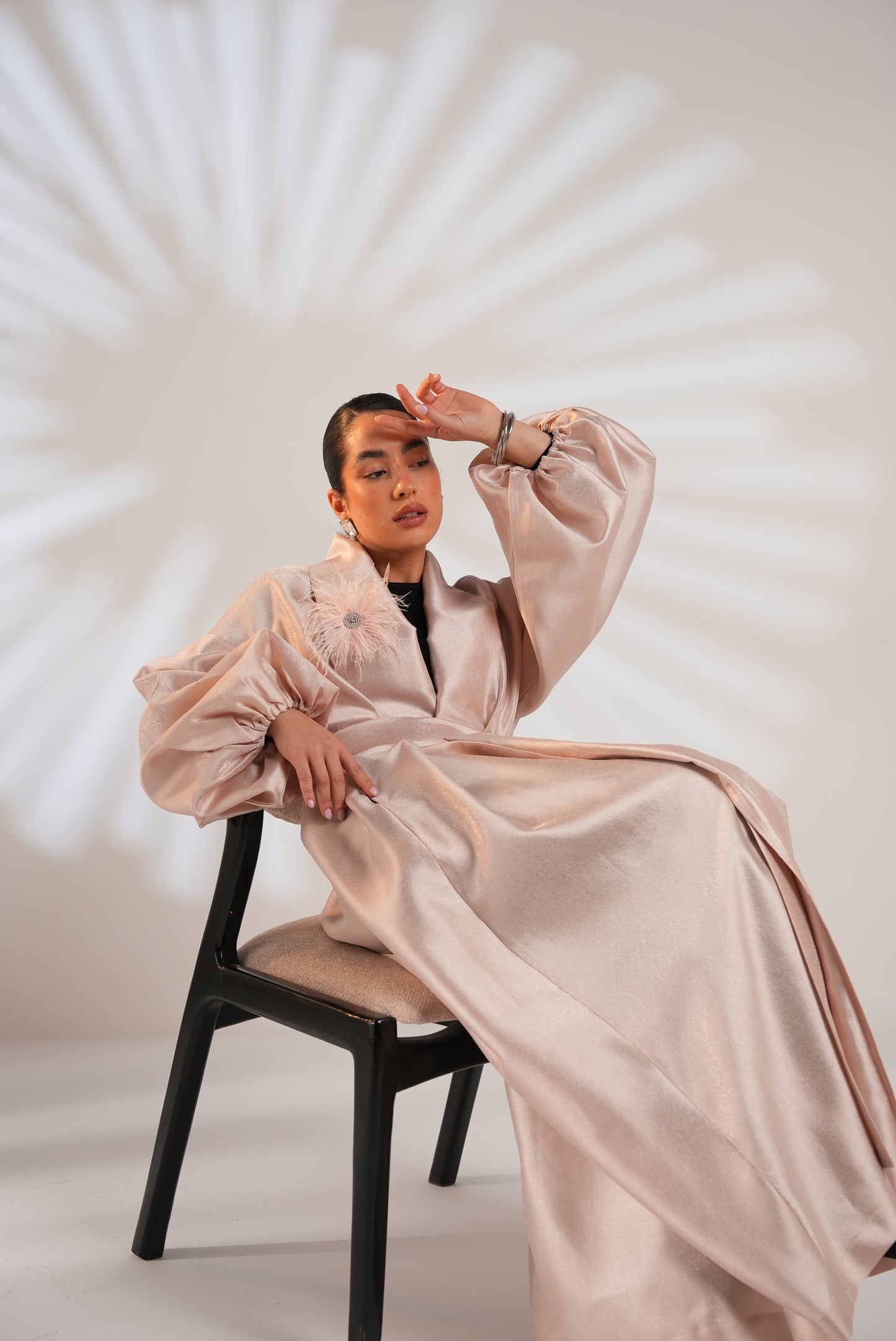 Royal Taffeta Kaftan In Blush Pink