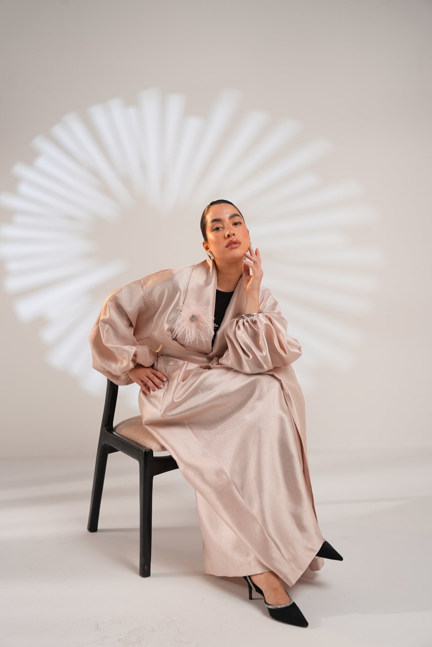 Royal Taffeta Kaftan In Blush Pink