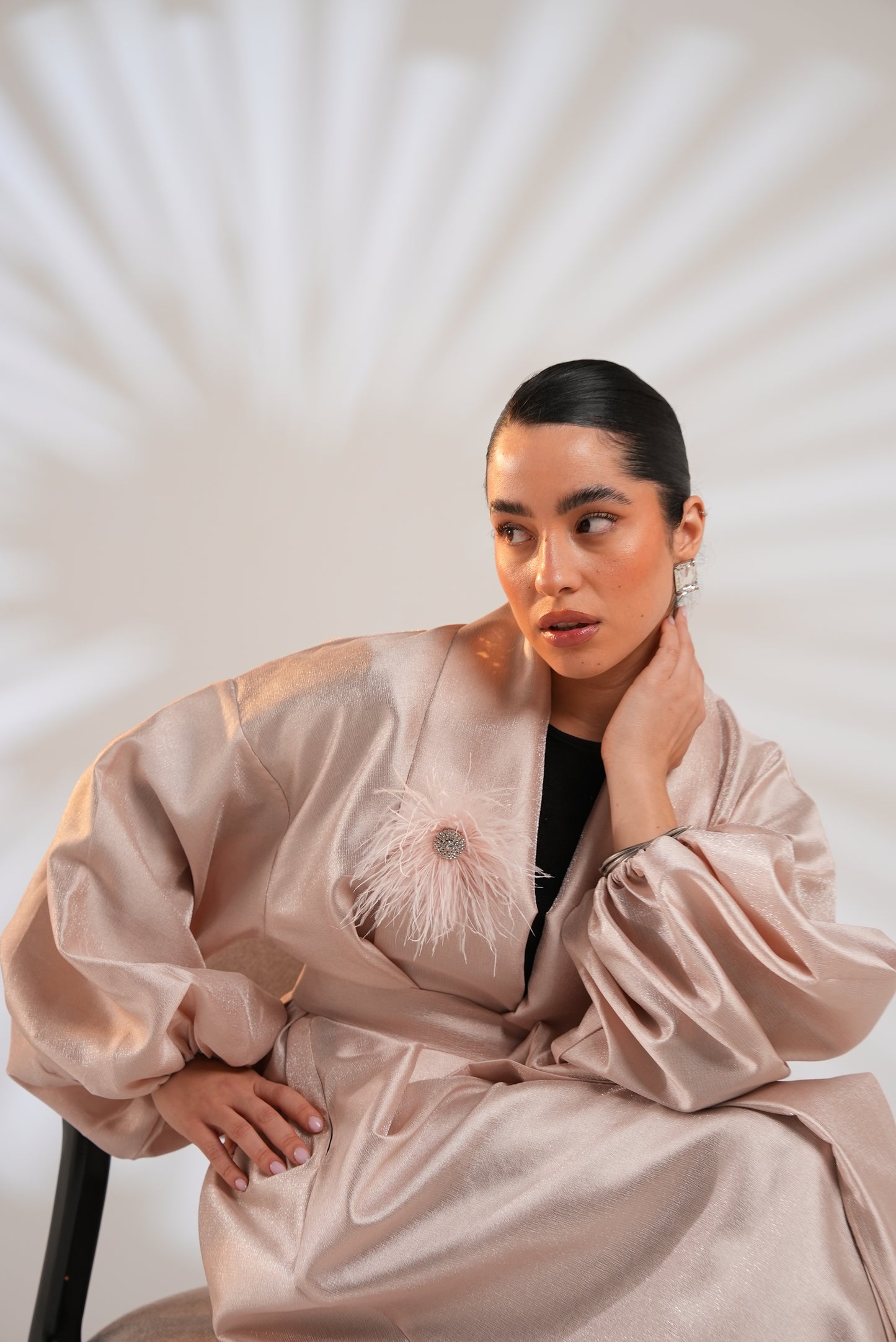 Royal Taffeta Kaftan In Blush Pink