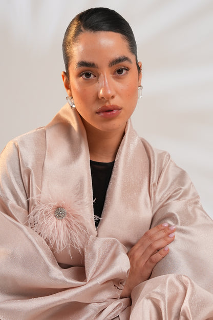 Royal Taffeta Kaftan In Blush Pink