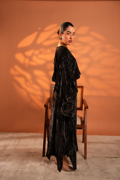 Velvet Eclipse Asymmetrical Skirt Set Dark Brown