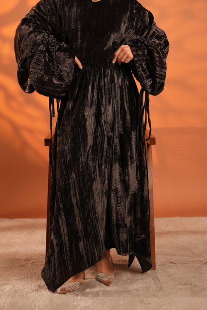 Velvet Eclipse Asymmetrical Skirt Set Dark Brown