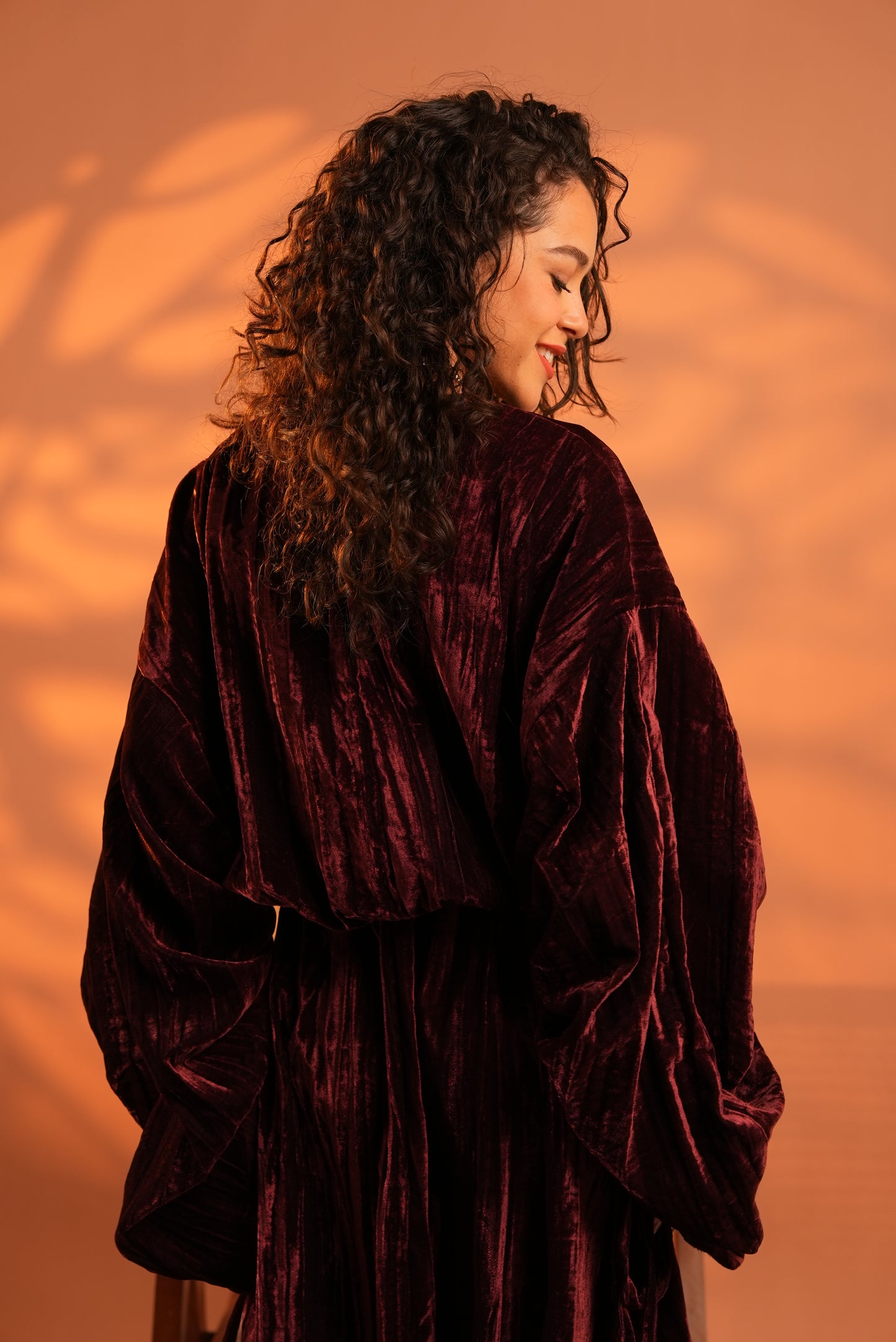 Velvet Eclipse Asymmetrical Skirt Set In Plum