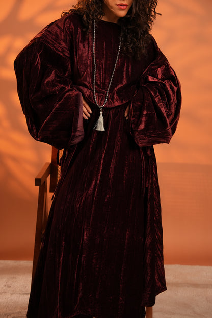 Velvet Eclipse Asymmetrical Skirt Set In Plum