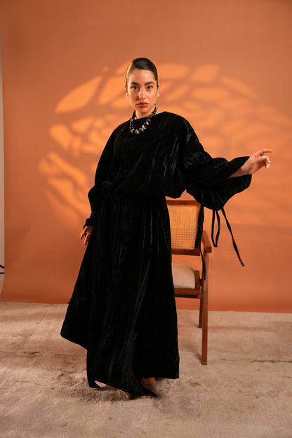 Velvet Eclipse Asymmetrical Skirt Set In Black