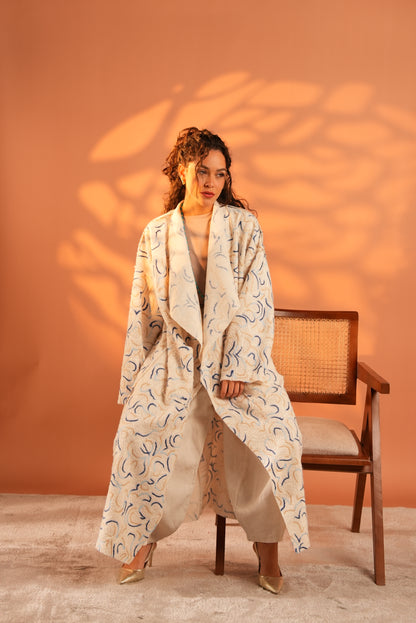 Serene Embroidered Coat In Off White