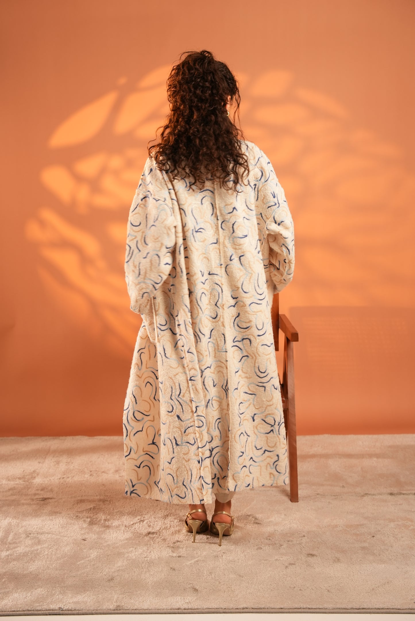 Serene Embroidered Coat In Off White