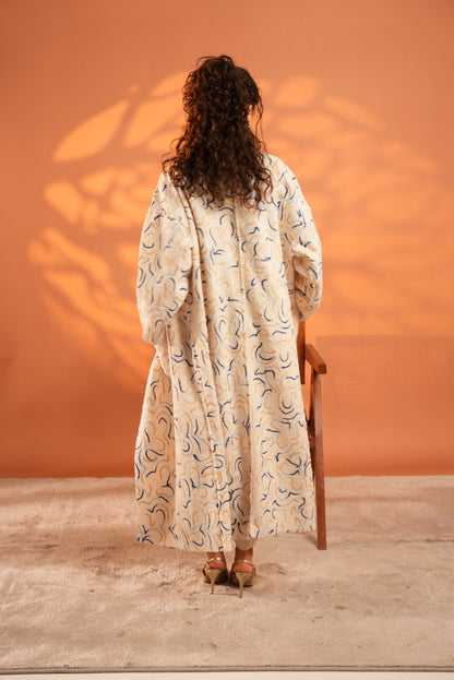 Serene Embroidered Coat In Off White