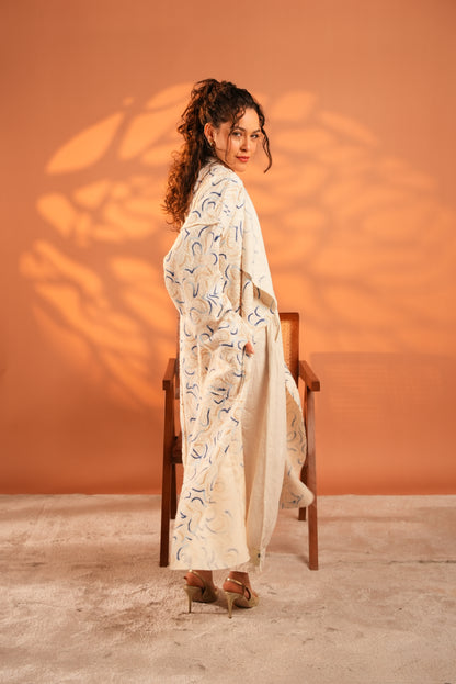 Serene Embroidered Coat In Off White