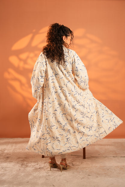 Serene Embroidered Coat In Off White