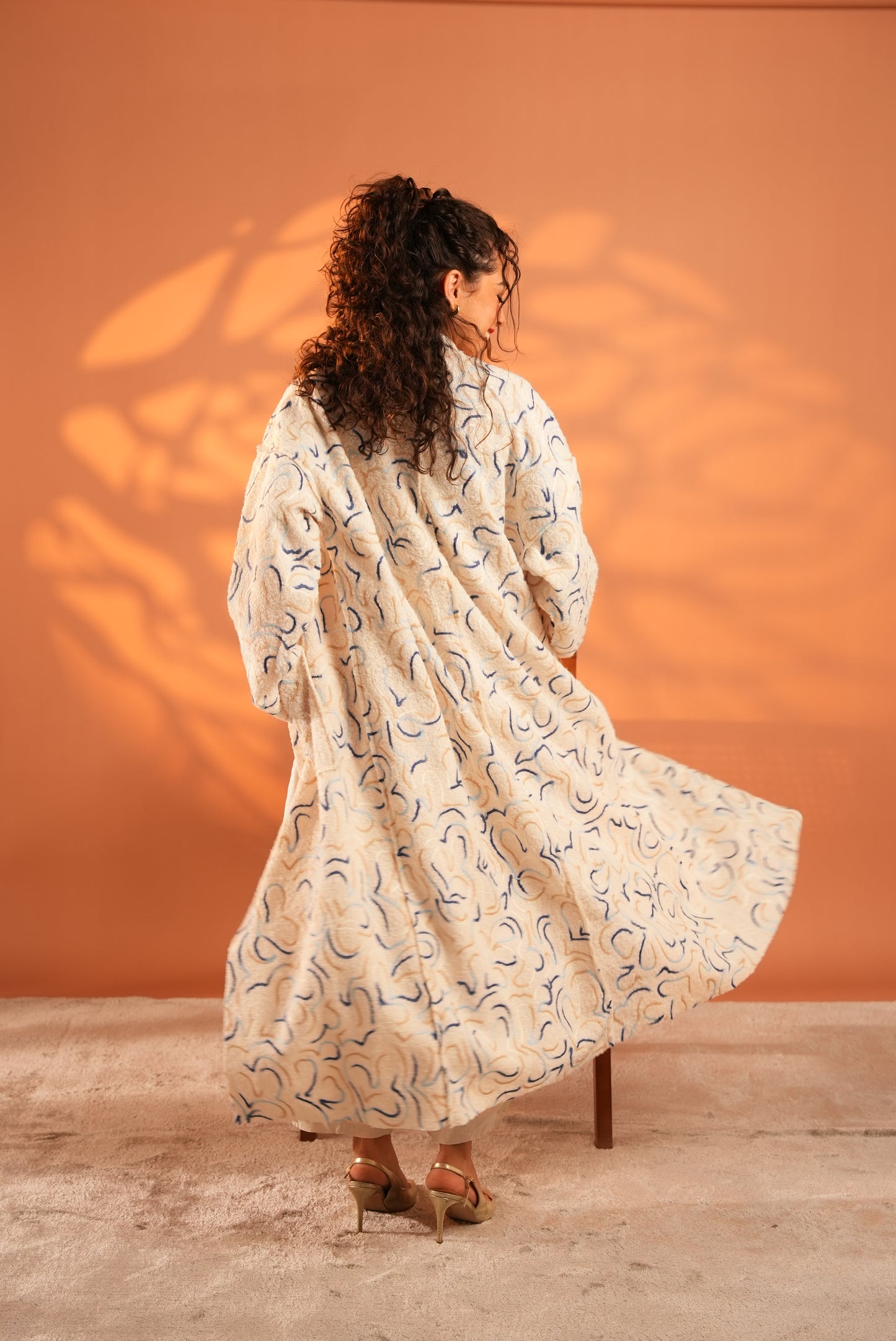 Serene Embroidered Coat In Off White