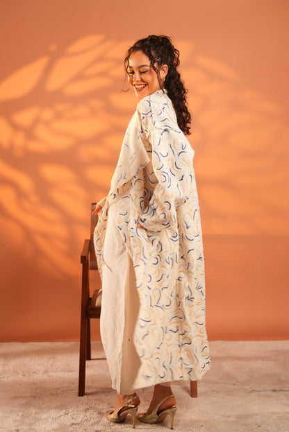 Serene Embroidered Coat In Off White