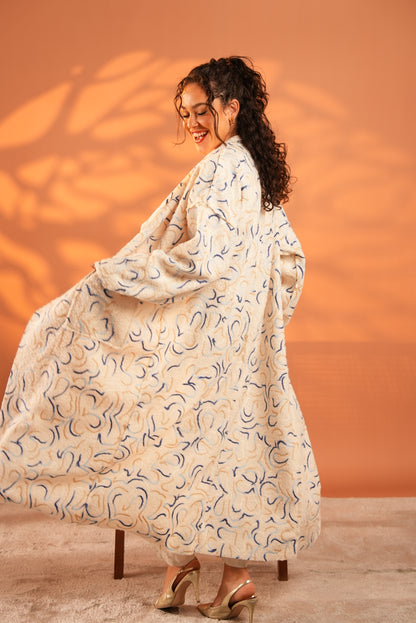 Serene Embroidered Coat In Off White