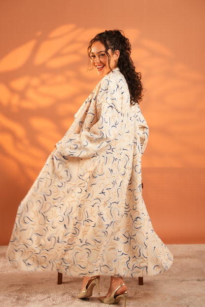 Serene Embroidered Coat In Off White