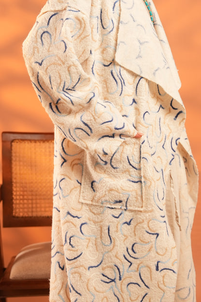 Serene Embroidered Coat In Off White
