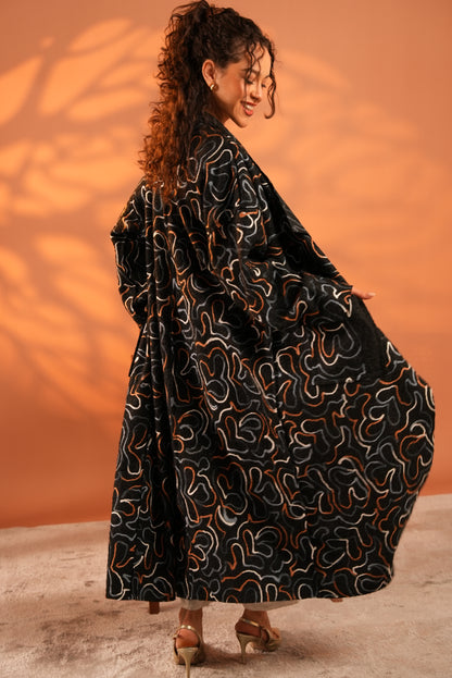 Serene Embroidered Coat In Black