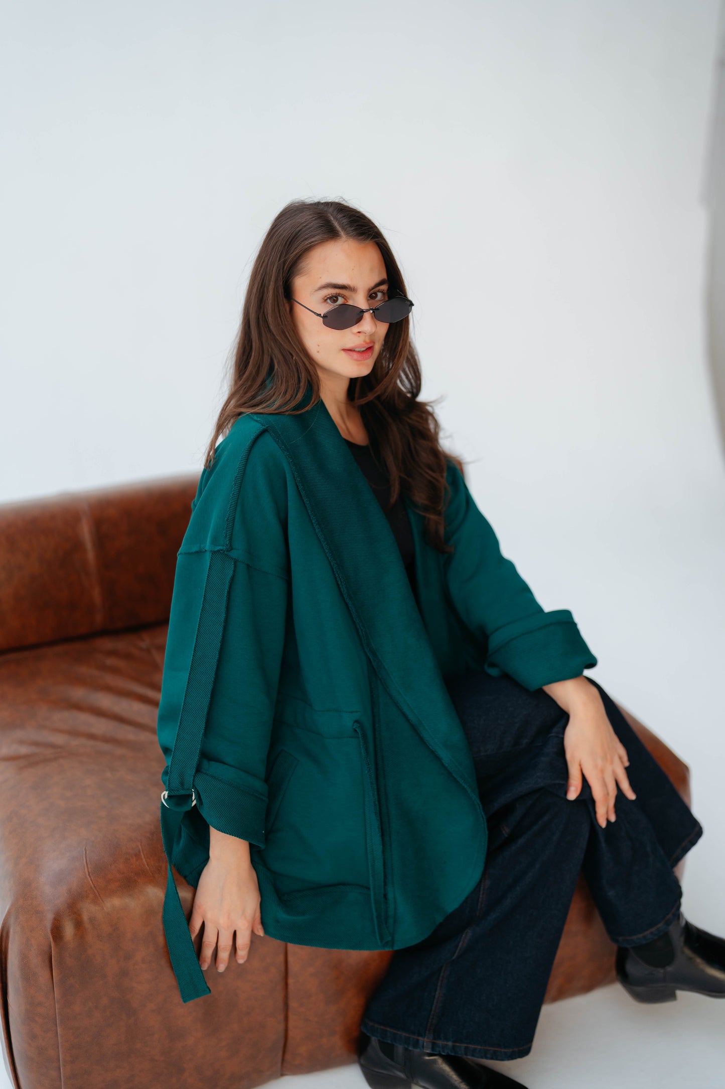 UBRAN LUXE CARDIGAN TEAL GREEN