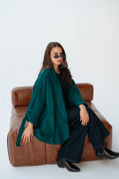 UBRAN LUXE CARDIGAN TEAL GREEN
