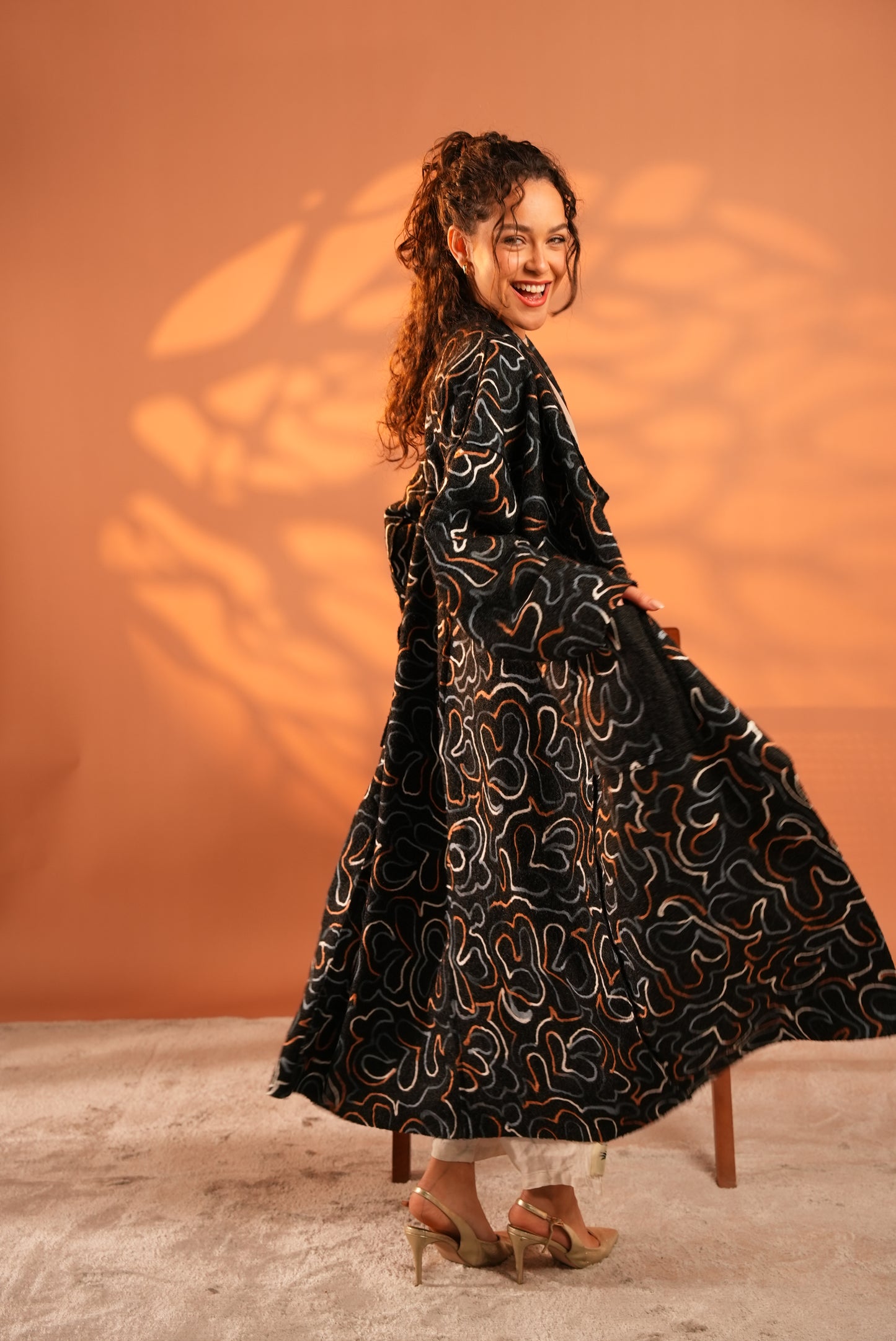 Serene Embroidered Coat In Black