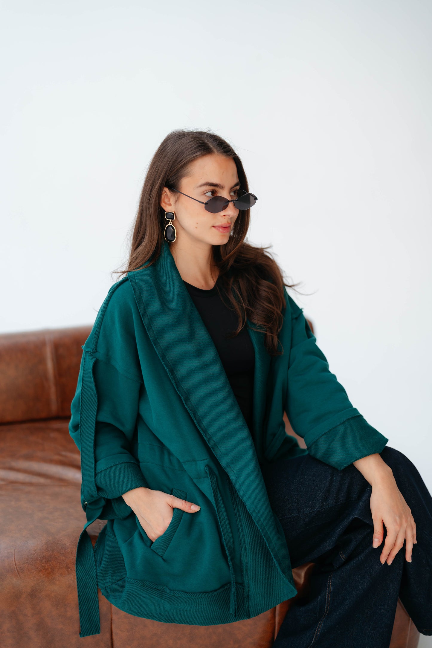 UBRAN LUXE CARDIGAN TEAL GREEN