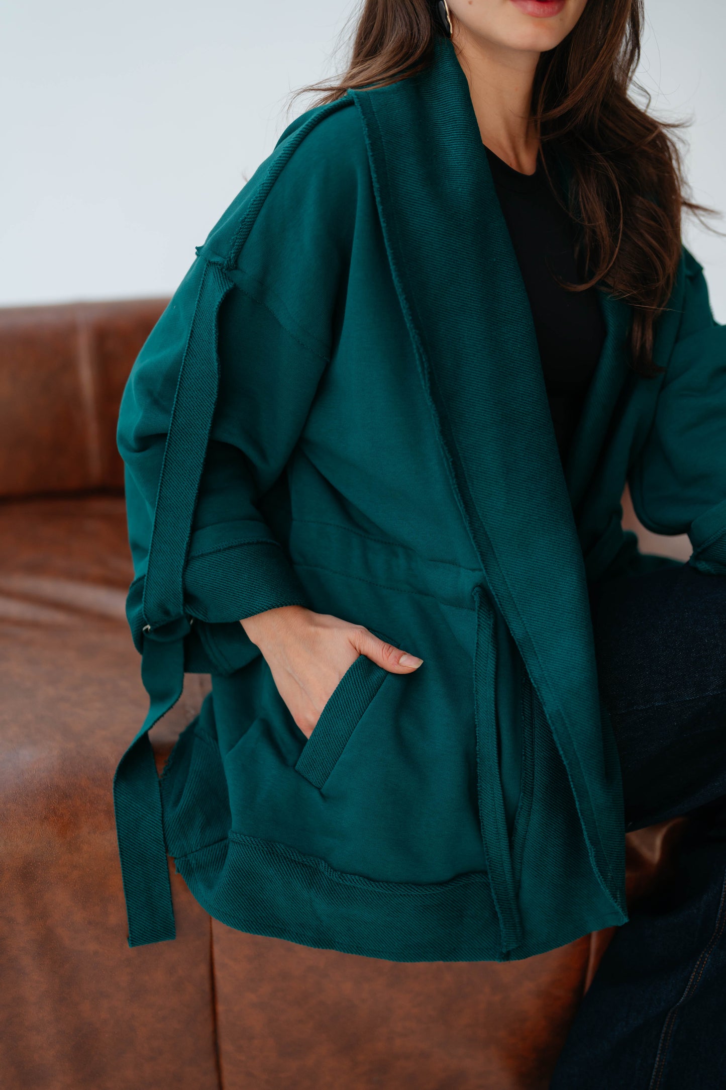 UBRAN LUXE CARDIGAN TEAL GREEN