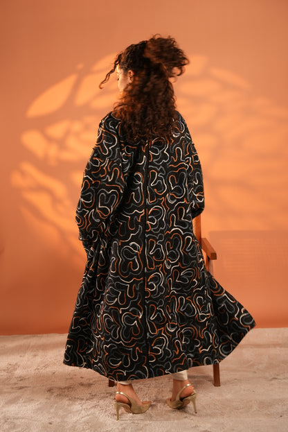 Serene Embroidered Coat In Black