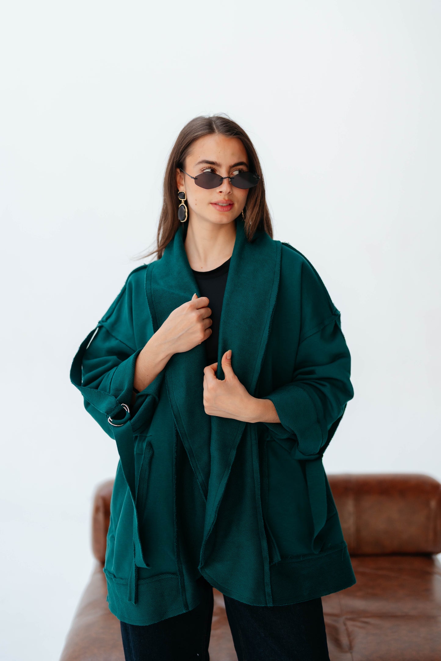 UBRAN LUXE CARDIGAN TEAL GREEN