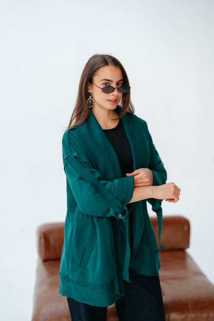 UBRAN LUXE CARDIGAN TEAL GREEN