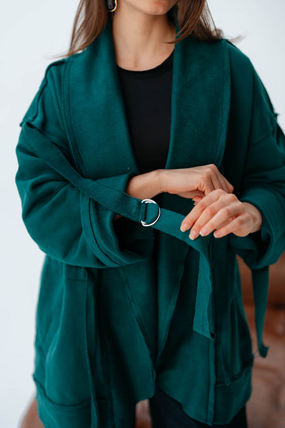 UBRAN LUXE CARDIGAN TEAL GREEN
