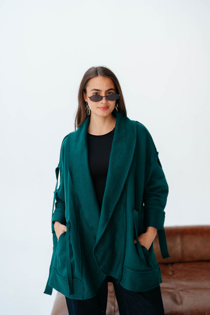 UBRAN LUXE CARDIGAN TEAL GREEN