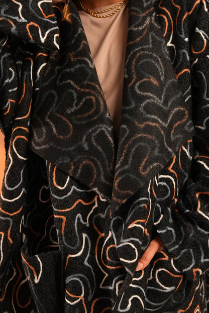 Serene Embroidered Coat In Black