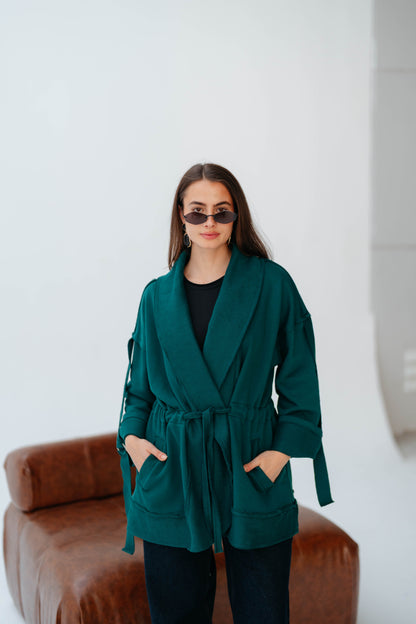 UBRAN LUXE CARDIGAN TEAL GREEN