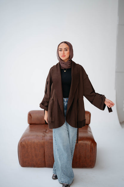 UBRAN LUXE CARDIGAN DARK BROWN