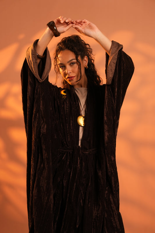 Lune Noir Kaftan In Dark Brown