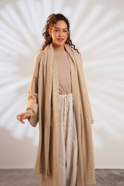 Soft Embrace Shawl Cardigan In Beige