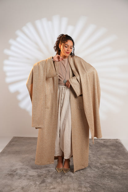Soft Embrace Shawl Cardigan In Beige