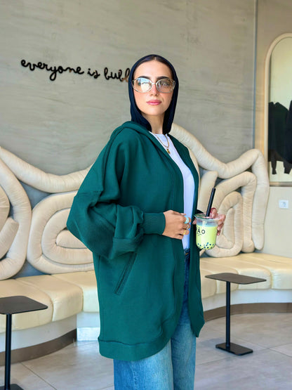 Hooded cardigan in frosted green