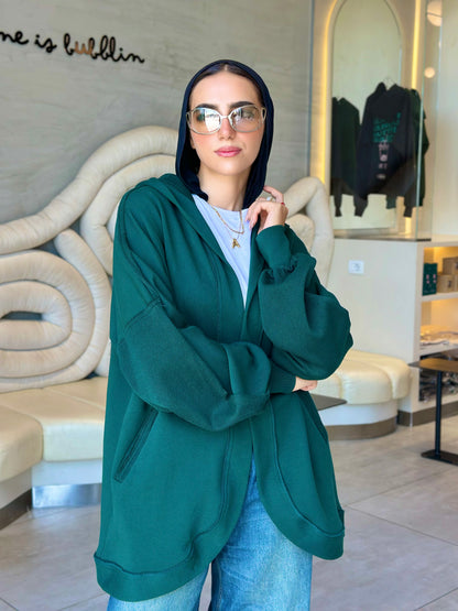 Hooded cardigan in frosted green