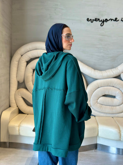 Hooded cardigan in frosted green
