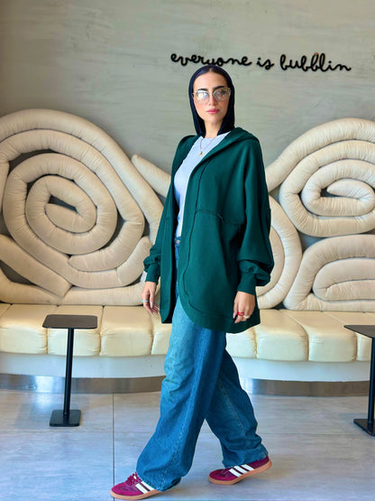 Hooded cardigan in frosted green