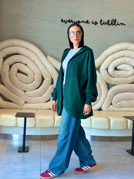 Hooded cardigan in frosted green