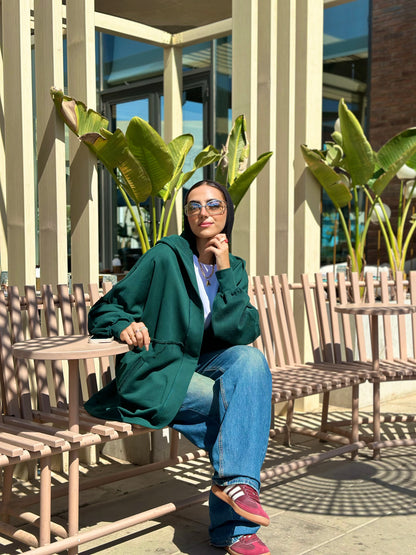 Hooded cardigan in frosted green