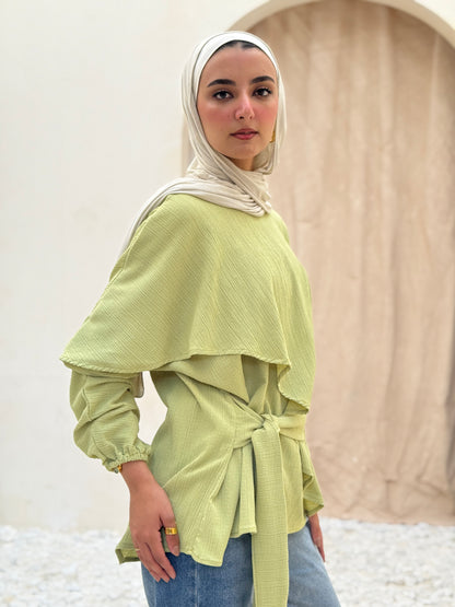 Elegant Twist Blouse In Matcha