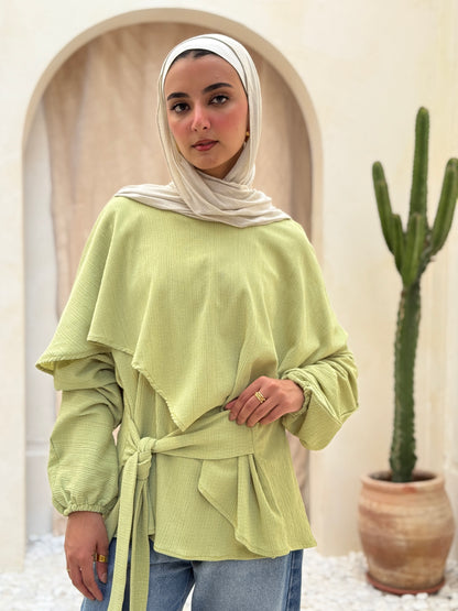Elegant Twist Blouse In Matcha