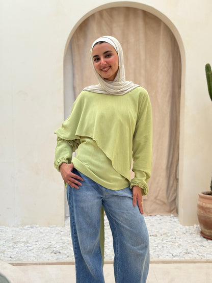 Elegant Twist Blouse In Matcha