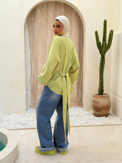 Elegant Twist Blouse In Matcha