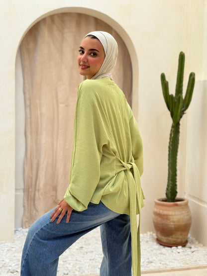 Elegant Twist Blouse In Matcha