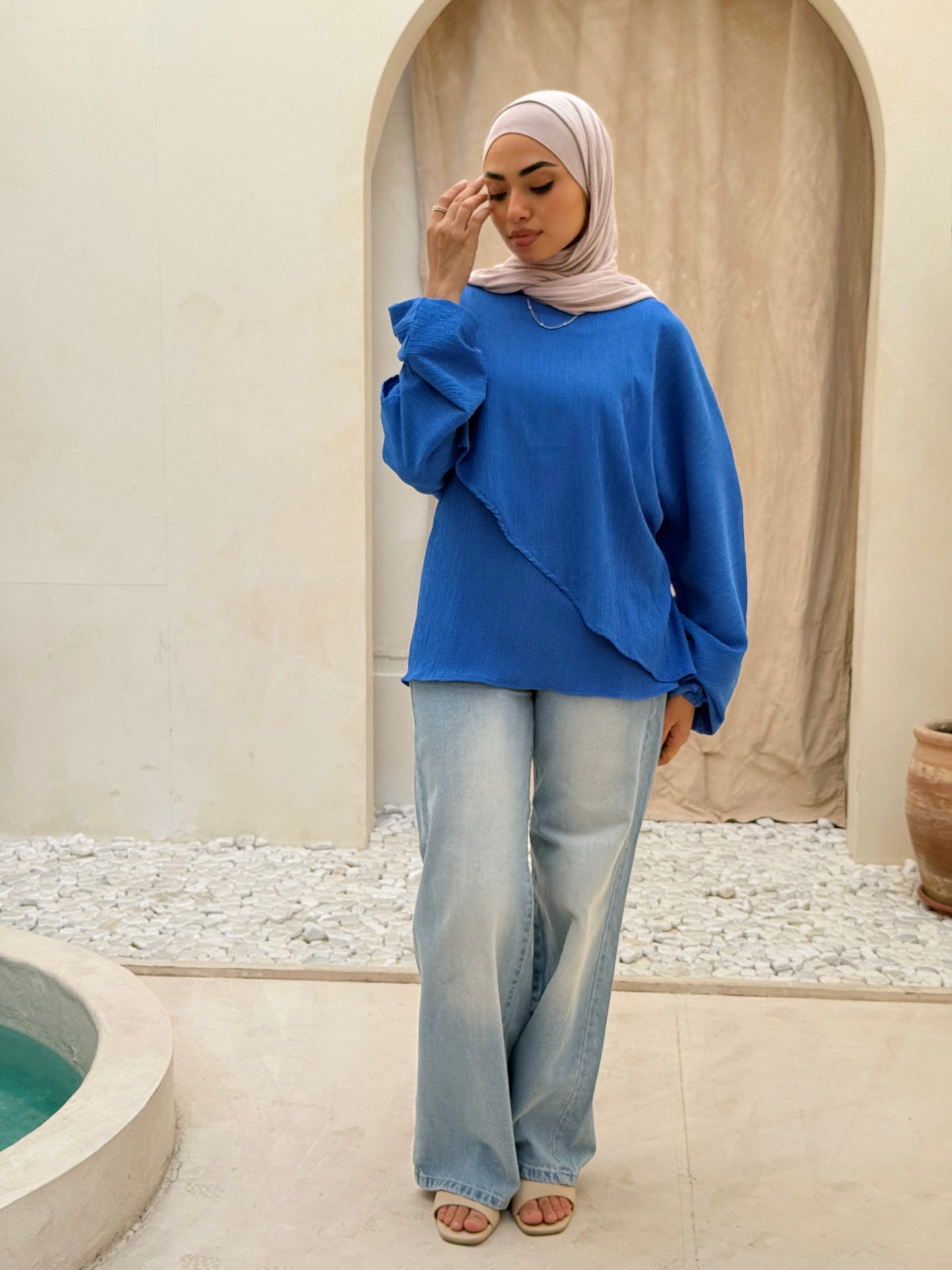 Elegant Twist blouse In Royal Blue